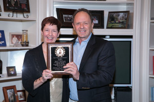 Receiving Lifetime Achievement Award from Jeff Dorson, Executive Director, Humane Society of Louisiana.