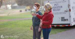 Becky Robinson wearing mask during CA Wildfires